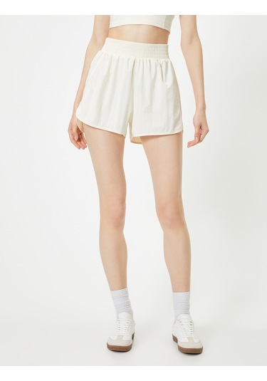 Koton Koşu Şortu Paraşüt Kumaş Yüksek Bel Rahat Kalıp Kırık Beyaz 4sak40003nw Ekru