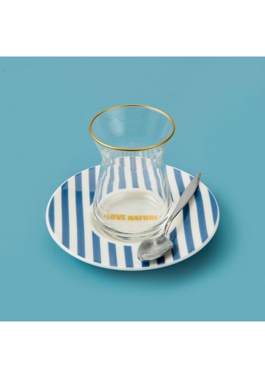 Evidea Kitchen Love Nature Çay Tabağı - Mavi - 13 Cm Mavi
