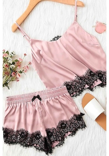 Merry See Dantel Işlemeli Saten Sortlu Gecelik Takım (405171404)