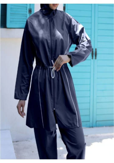 Paraşüt Kumaş Tesettür Mayosu Lacivert