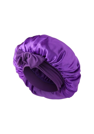Tenfowee Püsküllü İpek Uyku Şapka, Esnek Kordonlu Saç Koruyucu, Afro Ve Kıvırcık Saçlar İçin, Erkek Ve Kadınlar İçin Mor Renk Mor