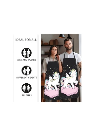 Önlük, Kadınlar İçin Ayarlanabilir Boyunlu Önlük, Ev İçin Uygun Pop Art Tek Boynuzlu Atlar Uzay Elemanları, Diğer