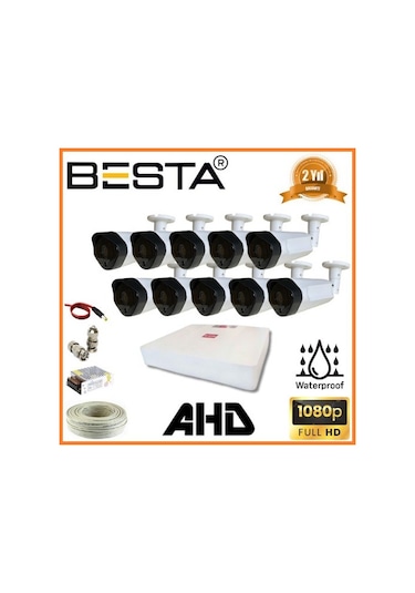 2 1080p 10 Dış Mekan Kameralı Ahd Güvenlik Seti