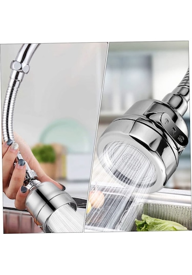 Kontonty 2 Adet Musluk Duş Mutfak Musluğu Musluğu Dönen Musluk Gümüş
