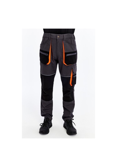 Uniprom İş Pantolonu Lizbon Plus Model Çok Cepli Harman Kumaş Füme Füme