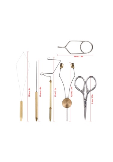 Yuntech01 Balıkçılık Uçucu İğne Bağlama Seti 6 Parça - Whip Finisher, İplik Takıcı, Bobbin, Bodkin, Makas Ve Hackle Plier