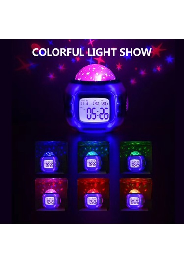 Lemestar Renkli Yıldız Gösterimi Ve Müzik Fonksiyonlu Alarm Saat - Tarih, Hafta, Sıcaklık Göstergeli, Çoklu Alarm Pil Dahil Değil