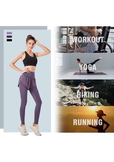 Fastbuy Kadın Siyah Spor Taytı 2'li Esnek Bel Arka Cep Koşu Yoga Elastik Tayt Siyah