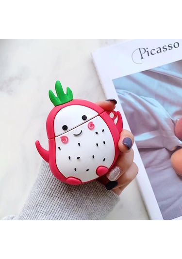 E2M Airpods 1-2 Uyumlu Kılıf Ejder Meyvesi Kırmızı