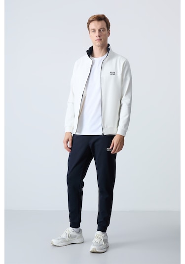 Tommy Life Hugo Ekru - Lacivert Jogger Erkek Eşofman Takım - 85198 Ekru