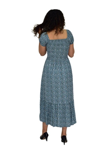 Kadın Balon Kol Beli Lastikli Empirme Elbise Bgl-st04644 Mint