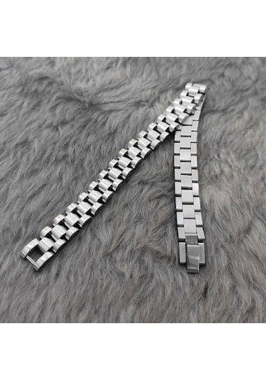 Ehediye Chavin Gri 316 L Çelik Parlak Ve Mat Erkek Bileklik Ed02