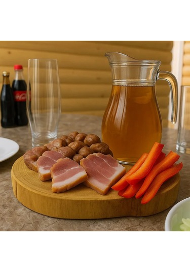 Büyük Yuvarlak Ahşap Kesme Tahtası 28-30 Cm 433593113 Açık Meşe