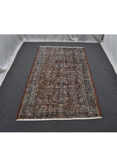 Zehra Abla Halı Vintage El Dokuma Benzersiz Eskitme Yün Salon Halısı 5412 Renkli