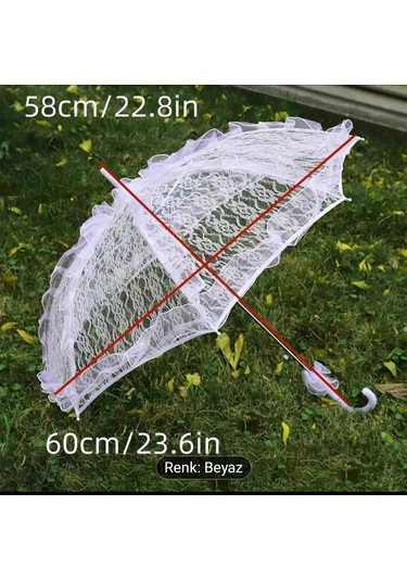 Atay Garage Şemsiye 60-58 Ebatlarinda Gelin Düğün Nişan Çekimleri Özel Günlerde Resim Çekilmesi İçin İdealdir Beyaz