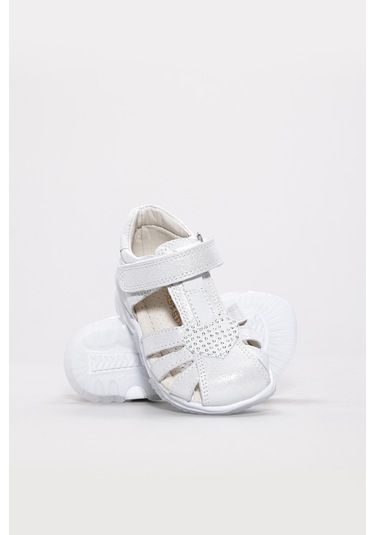 Hakiki Deri Unisex Çocuk Klasik Sandalet 006bak001 Beyaz