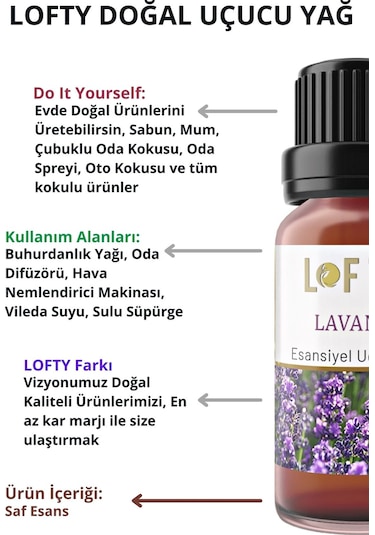 Lofty Lavanta Uçucu Yağ Buhurdanlık Esansı Oda Kokusu 10 ML