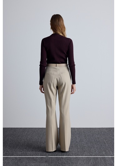 Yüksek Yaka Triko Bluz Vişne Vişne