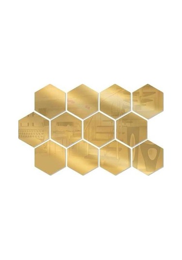 Opulentliving Yulong Mufunye 12 Adet Hexagon Ayna Çıkartması - Yatak, Banyo, Salon Dekoru