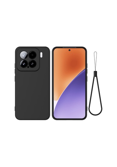 Xiaomi 15 İçin Düz Renk Sıvı Silikon Damlamaz Tam Kapsama Telefon Kılıfı Siyah