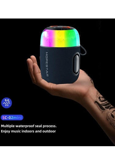 Hopestar SC-02MİNİ 10W RGB Işıklı 5.3 Bluetooth Taşınabilir Kablosuz Hoparlör