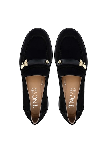 Tamer Tanca Kadın Hakiki Deri Siyah Süet Loafer Ayakkabı 1051 01 Bn Ayk Sk24-25 Sıyah Suet Siyah