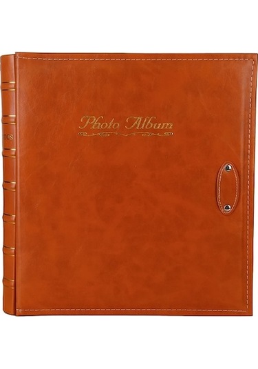 Rogfer 6 İnç 500 Yaprak Geçiş Reklamı Pp Albümü Pu Deri Retro Bronzlaştırıcı Kapak Fotoğraf Albümü Turuncu