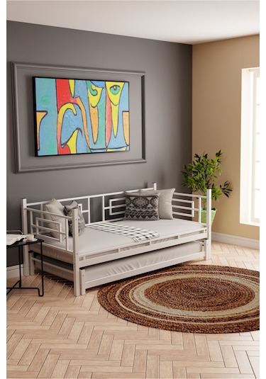 Moblay Larissa Yavrulu Daybed Sedir Karyola Beyaz