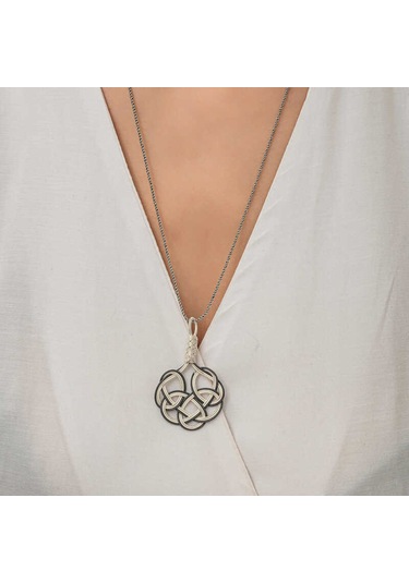 Himarry Gümüş Kazaziye Örgü Kadın Kolye Beyaz