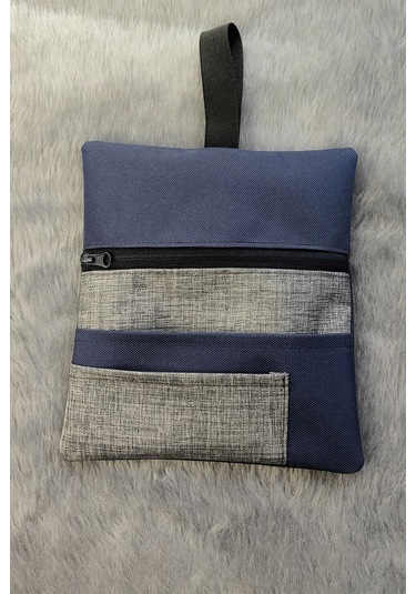 Mavi Gri Su Geçirmez Fermuarlı İmperteks Kumaştütün Kesesi Çantası Tütünlük Rd48 Mavi