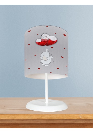 Mekta Home Bebek Ve Çocuk Odası Fil Ve Kalpli Balon Desenli Abajur