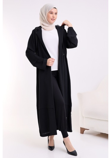 Kadın Siyah Beli Lastikli Ferace Altı Rahat Kesim Tesettür Şalvar Pantolon 001