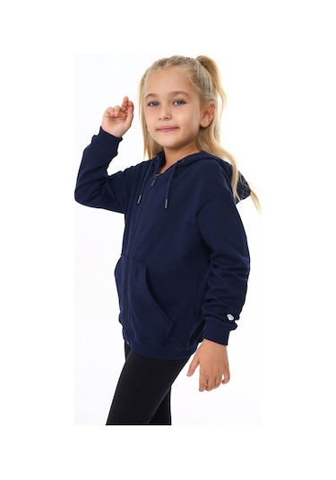 Toontoy Kız Çocuk Baskılı Hırka Lacivert