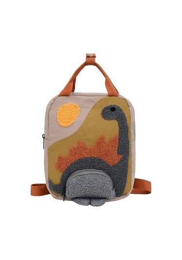 Heonyırry Dinozor Desenli Anaokulu Çocuk Sırt Çantası Uzun Boyun Kanca Saç Işlemelihaki Haki