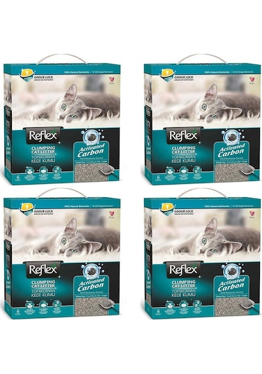 Reflex Aktif Karbonlu Topaklaşan Bentonit Kedi Kumu 4 x 6 L