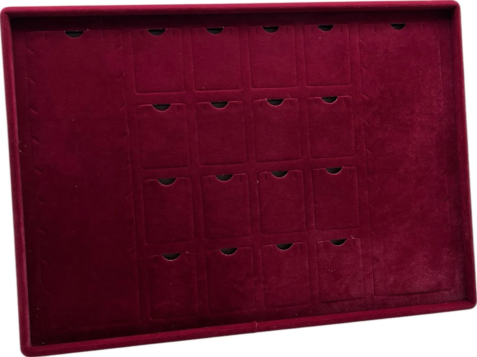 Süet Kumaş Bordo 34-24 Cm Ayaklı 18 Pedli Kolye Tabla Stand