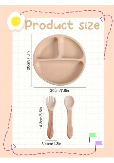 Silikon Bebek Beslenme Seti - Bölmeli Vakumlu Bardak, Renkli Kaşık Ve Çatal