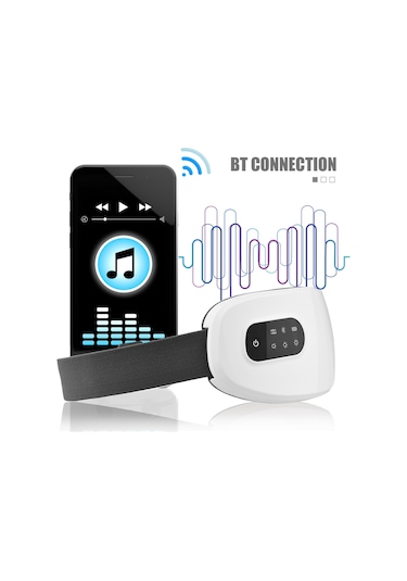 Leezsing Termal Titreşimli Elektrikli Göz Masaj Cihazı, Dahili Pil, Ayarlanabilir Elastik Bant, 4 Seviyeli Sıcaklık, Bt Müzik Bağlantısı, Beyaz