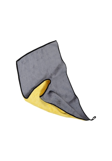 Autofresh Çift Kat Mikrofiber Oto Kurulama Havlusu 30x60 Cm 800gsm Kenarı Biye Gri Sarı