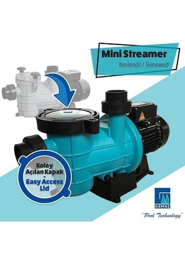 Gemaş Streamer Mini Havuz Pompası 1 HP Monofaze