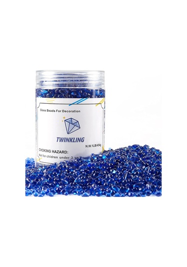 Ateş Çukuru Vazo Dolguları İçin Yüksek Parlaklık Yuvarlak Ateş Cam Taşlar, 36mm, 1pound Kavanoz Kobalt Mavisi