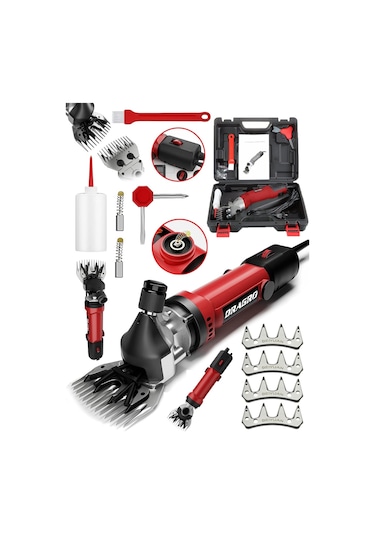 Dragro Alman Drg-4200w Devir Ayarli Bakir Sargili Çelik Şanzuman Koyun Keçi Kirkma Makinesi + 4 Üst Bıçakk