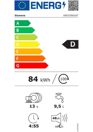 Siemens SN515S01DT 5 Programlı 13 Kişilik Yarı Ankastre Bulaşık Makinesi