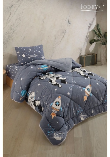 Formeya Astronot Çift Taraflı Welsoft Yorgan Yastık Kılıfı Seti Çarşafsız