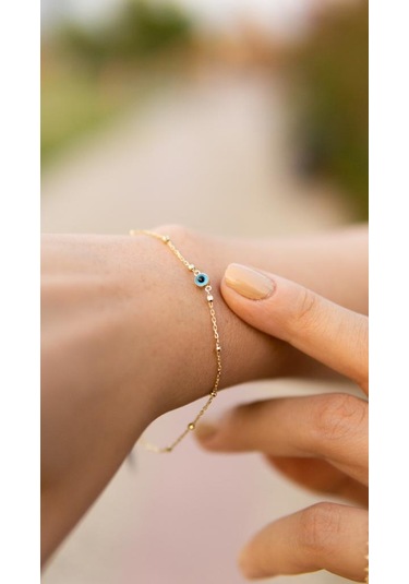 Altın Nazar Bileklik 19 Cm BL14736 Sarı Altın