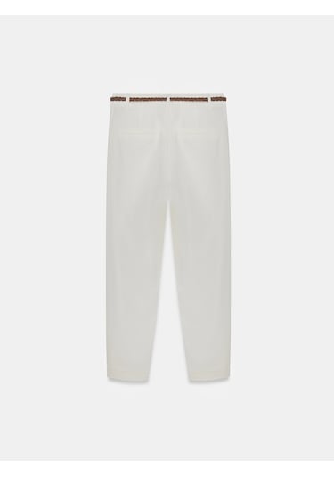 Dilvin 72664 Kemerli Chıno Pantolon-beyaz