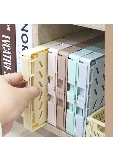 Sones Katlanabilir İstiflenebilir Depolama Sepeti Plastik İçi Boş Ev Ofis Düzenleyici Konteyner Büyük Açık Mavi