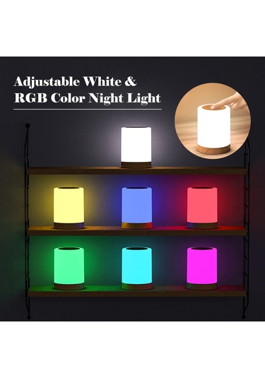 Reedark Rgb Dokunmatik Gece Lambası - Zamanlayıcı, Usb Şarjlı, 7 Renkli Ev Odası Stüdyo Işığı Beyaz