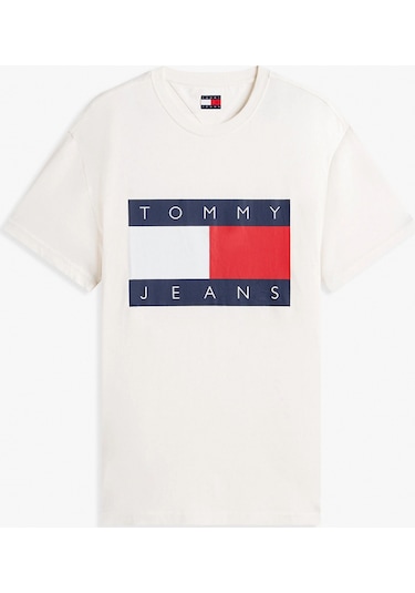 Tommy Hilfiger Tjm Normal Kesim Büyük Bayraklı Kısa Kollu Erkek Beyaz T-shirt Dm0dm22645ybh Beyaz