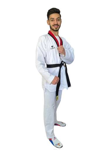 Jumok Poom Yaka Fitilli Taekwondo Elbisesi Beyaz